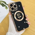 thumbnail image 1 of Compatible with iPhone 15 Pro Max Case [Support Compatible with Magsafe] Fairy Rose Pattern Magnetic Plating Electroplate Luxury Elegant Camera Protection Soft TPU Shockproof Cover -Black, 1 of 12
