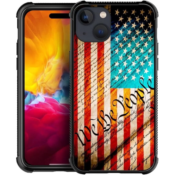 Compatible with iPhone 15 Pro Max Case, US Constitution Overtop American Flag for Men Boy, Drop Protection with Bumper Case for iPhone 15 Pro Max 6.7-inch