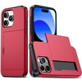 thumbnail image 1 of Compatible with iPhone 15 Pro Max Case, Wallet Cover Credit Card Holder Slot Sliding Back Pocket Anti-Scratch Dual Layer Protective Case Cover for iPhone 15 Pro Max, Red, 1 of 9