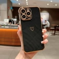 thumbnail image 1 of Compatible with iPhone 15 Pro Max Case for Women Cute Luxury Love Heart Pattern Design Full Camera Protection Soft TPU Reinforced Corners Protective Plating Edge Phone Case 6.7" 2023 - Black, 1 of 6
