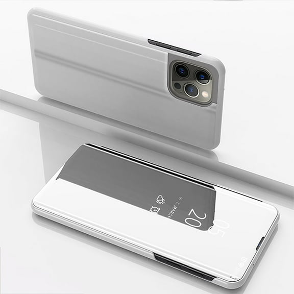 Compatible with iPhone 15 Pro Max Case for Women Luxury Clear View Flip Plating Mirror Makeup Glitter Case Shockproof Full 360 Body Protective Case Compatible with iPhone 15 Pro Max Mirror,
Silver