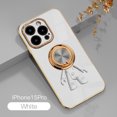 thumbnail image 1 of Compatible with iPhone 15 Pro Max Cute Case with 3D Astronaut 360 Ring Holder Hidden Kickstand Plating Camera Protection Cover Soft Silicone Bumper Phone Case for Women Men,White, 1 of 12