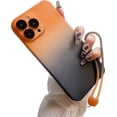 thumbnail image 1 of Compatible with iPhone 15 Pro Max Cute Case Gradient Frosted Wrist Strap Chain Transparent Lens Protection Clear Fashion Protection Shockproof Cover for Women Girls, 1 of 8