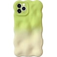 thumbnail image 1 of Compatible with iPhone 15 Pro Max Cute Case Wave Curly Frame Design Wavy Gradient Color Soft TPU Fashion Protection Shockproof Cover for Women Girls Green, 1 of 4