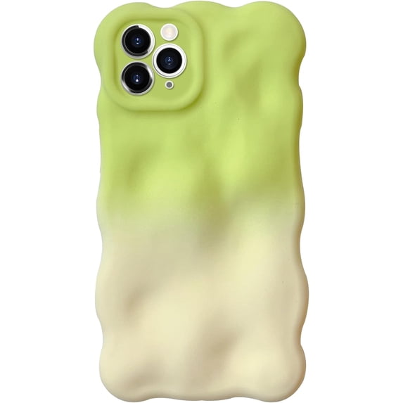 Compatible with iPhone 15 Pro Max Cute Case Wave Curly Frame Design Wavy Gradient Color Soft TPU Fashion Protection Shockproof Cover for Women Girls Green