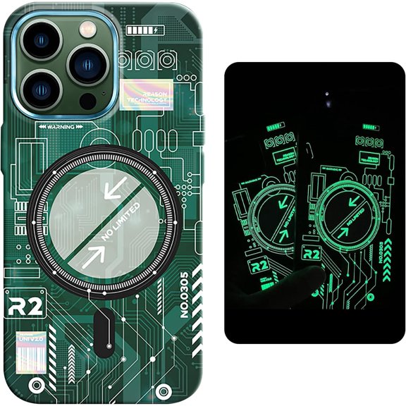 Compatible with iPhone 15 Pro Max Luminous Case Glow in The Darkness Noctiluncent Fluorescent Case with Wireless Charging for Women Men Slim Soft Bumper Protector Shockproof Phone Cover, Green