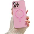 thumbnail image 1 of Compatible with iPhone 15 Pro Max Magnetic Case, Soft TPU Luminous Case Glow in The Dark Shockproof Protective Phone Case Camera Lens Protector Cover Support Wireless Charger Pink, 1 of 8
