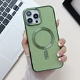 thumbnail image 1 of Compatible with iPhone 15 Pro Max Magnetic Glitter Case, Luxury Plating Cute Clear Phone Case with Glitter Paper, Compatible with MagSafe for Women Girls for iPhone 15 Pro Max - Darkgreen, 1 of 7