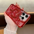 thumbnail image 1 of Compatible for iPhone 15 Pro Max Magnetic Glitter Case, Luxury Plating Shining Phone Case with Rhinestone Lens Frame Protection, Compatible with Mag-Safe for Women Girls Shockproof Back Cover, Red, 1 of 7
