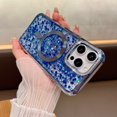 thumbnail image 1 of Compatible for iPhone 15 Pro Max Magnetic Glitter Case, Luxury Plating Shining Phone Case with Rhinestone Lens Frame Protection, Compatible with Mag-Safe for Women Girls Shockproof Back Cover, Blue, 1 of 7