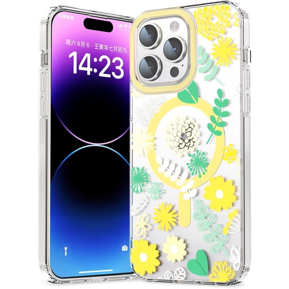 Compatible with iPhone 15 Pro Max Magnetic Phone Case Compatible with MagSafe Cute Flowers Floral Pattern Soft TPU Bumper Shockproof Anti-Scratch Slim Phone Cover