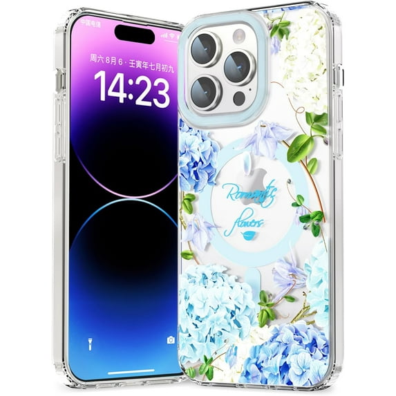 Compatible with iPhone 15 Pro Max Magnetic Phone Case Compatible with MagSafe Cute Flowers Floral Pattern Soft TPU Bumper Shockproof Anti-Scratch Slim Phone Cover
