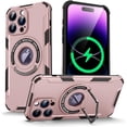 thumbnail image 1 of Compatible with iPhone 15 Pro Max Magnetic Stand Case Compatible with MagSafe Ring Kickstand Invisible Bracket Hollow Fashion Protection Shockproof Cover for Women Man Pink, 1 of 9
