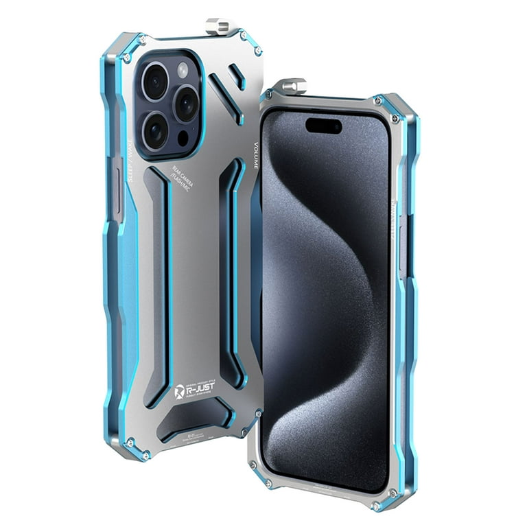 For iPhone 15 Pro Max Case Shockproof Aluminum Built-in Screen