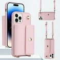 thumbnail image 1 of Compatible with iPhone 15 Pro Max, Multifunctional Wallet Case with Credit Card Holder Shoulder Strap PU Leather Pocket Holder Magnetic Snap Flip Phone Cover for iPhone 15 Pro Max, Pink, 1 of 9