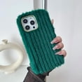thumbnail image 1 of Compatible with iPhone 15 Pro Max Plush Case Stripe Pattern Fluffy Fuzzy Furry Warm Plush Phone Case Girly Women Girls Smooth Cozy Winter Soft TPU Warm Hair Fur Shockproof Phone Cover, Green, 1 of 12