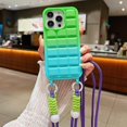 thumbnail image 1 of Compatible with iPhone 15 Pro Max Silicone Case with Lanyard Adjustable Neck Shoulder Crossbody Soft Gradient Fashion Protection Shockproof Cover for Women Girls Green, 1 of 6