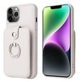 thumbnail image 1 of Compatible with iPhone 15 Pro Max Wallet Back Case, PU Leather Phone Case with Card Holder 360° Rotatable Ring Kickstand Protective Designed Magnetic Button for iPhone 15 Pro Max, White, 1 of 7