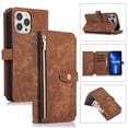 thumbnail image 1 of Compatible with iPhone 15 Pro Max Wallet Case, 2 in 1 Magnetic Wallet Case with Card Holder, Zipper, PU Leather Flip Cover Case with Detachable Long Shoulder Strap,Card Slots for Men Women, Brown, 1 of 10