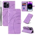 thumbnail image 1 of Compatible with iPhone 15 Pro Max Wallet Case, Protective Vintage Premium PU Leather Flip with Card Holders Kickstand & Wrist Strap Folio Case Cover for Men Women for iPhone 15 Pro Max, Purple, 1 of 11