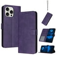 thumbnail image 1 of Compatible with iPhone 15 Pro Max Wallet Case for Women, Premium PU Leather Flip Cover with Card Holder, Kickstand Feature Protective Purse Case for i15 Pro Max with Wrist Strap,Purple, 1 of 12