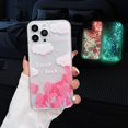thumbnail image 1 of Compatible with iPhone 15 Pro Quicksand Light up Case Glow in The Dark Liquid Fluorescent Floating Waterfall Floral Tulip Case Women Girly Soft TPU Luminous Shockproof Phone Cover, Pink, 1 of 9