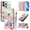 thumbnail image 1 of Compatible for iPhone 15 Pro Wallet Case, Painting Pattern Premium PU Leather [Credit Card Holder] [Wrist Strap] Flip Stand Feature Purse Case Full Protective Pattern Phone Cover, Landscaping, 1 of 17