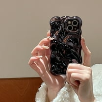 Compatible with iPhone 15 Pro Wavy Phone Case, Cute 3D Wave Bubble Pattern and Stylish Wavy Border Soft TPU Protection Shockproof Phone Case for Women Girls for iPhone 15 Pro, Black