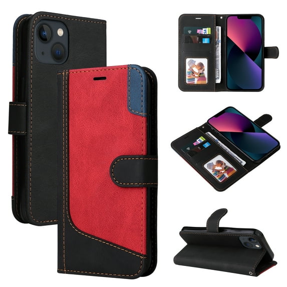 Compatible with iPhone 15 Wallet Case, Classic Business Wristlet Shockproof Protective for Men Women PU Leather Card Slots Kickstand Phone Case Cover for iPhone 15, Black