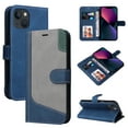 thumbnail image 1 of Compatible with iPhone 15 Wallet Case, Classic Business Wristlet Shockproof Protective for Men Women PU Leather Card Slots Kickstand Phone Case Cover for iPhone 15, Blue, 1 of 11