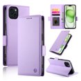 thumbnail image 1 of Compatible with iPhone 15 Wallet Case, Classic PU Leather Flip Folio Case with Card Holders Kickstand [Shockproof TPU Inner Shell] Phone Cover for iPhone 15, Purple, 1 of 7