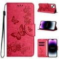 thumbnail image 1 of Compatible With iPhone 15 Wallet Case Full Coverage 360° Protection Dustproof Card Pocket Kickstand Butterfly Pattern Shockproof Magnetic Closure Luxury Folio Phone Cover,Rose, 1 of 8