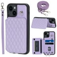 thumbnail image 1 of Compatible with iPhone 15 Wallet Case, PU Leather with Card Holder Kickstand Removable Shoulder Strap & Lanyard Case Protective Back Case Cover for iPhone 15, Purple, 1 of 11