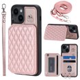 thumbnail image 1 of Compatible with iPhone 15 Wallet Case, PU Leather with Card Holder Kickstand Removable Shoulder Strap & Lanyard Case Protective Back Case Cover for iPhone 15, Rosegold, 1 of 11