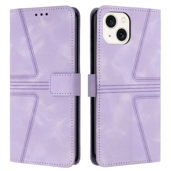 Compatible with iPhone 15 Wallet Case for Women, Premium PU Leather iPhone 15 Flip Cover with Card Holder, Wrist Strap, Kickstand Shockproof Phone Case for iPhone 15,Purple
