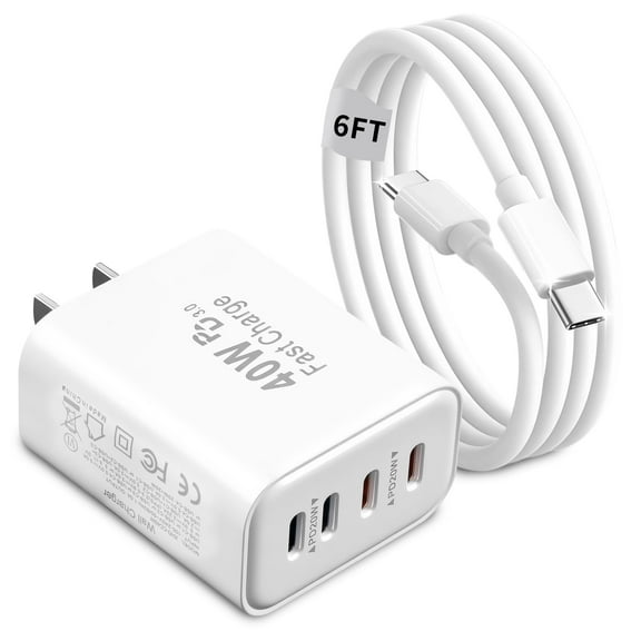 for iPhone 17 16 15 Charger Fast Charging 40W USB C Charger Block with 6FT USB C Charging Cable Cord for iPhone 17/Pro/Pro Max/17 Air, 16 15 14 13 12 11 Pro Max XS,iPad,Samsung Phone,Tablet