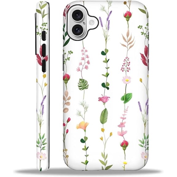 Compatible with iPhone 16 Case,2-in-1 Design Back Pattern Cover Shock Absorption Soft TPU Bumper Frame Protective Case for iPhone 16 for Women 6.1inch-Diverse Flowers