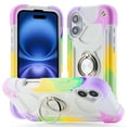 thumbnail image 1 of Compatible with iPhone 16 Case, with 360° Rotate Ring Stand, Military Grade Drop Protection Full Body Rugged Heavy Duty Case 3 in 1 Protective Cover, Colorful Beige, 1 of 6