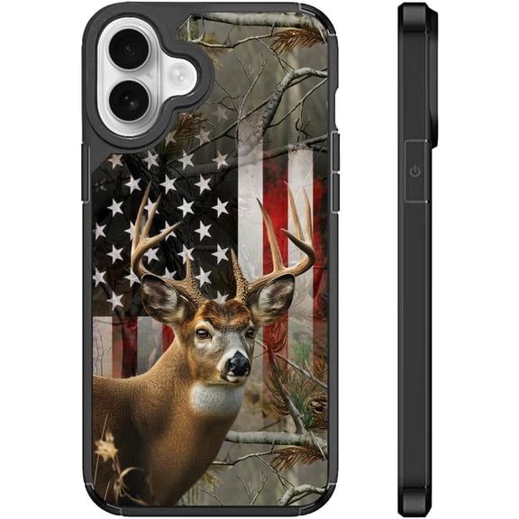 Compatible with iPhone 16 Case, Deer Camo Flag Case for iPhone 16 Design for Men Boys Girl [Anti-Scratch] Non-Slip+Shockproof Rugged TPU Protective Phone Case