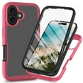 thumbnail image 1 of Compatible with iPhone 16 Case, Dustproof Shockproof Case with Built-in Screen Protector, Bumper Frame Heavy Duty Full Body Protective Cover for iPhone 16, Pink, 1 of 6