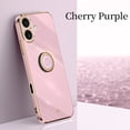 thumbnail image 1 of Compatible with iPhone 16 Case Finger Ring Kickstand for Women Girls Rose Gold Edge Full Body Protection Plating Electroplate Case for iPhone 16, Purple, 1 of 7