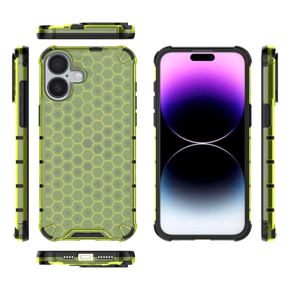 Compatible with iPhone 16 Case, Heavy Duty Protection Military Grade Shockproof Hybrid Rubber Translucent Anti-Scratch Grip Rugged Slim Anti-Yellowing Cover Wireless Charging,Green