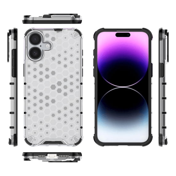 Compatible with iPhone 16 Case, Heavy Duty Protection Military Grade Shockproof Hybrid Rubber Translucent Anti-Scratch Grip Rugged Slim Anti-Yellowing Cover Wireless Charging,White