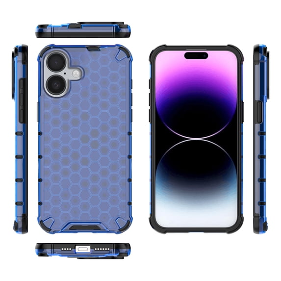 Compatible with iPhone 16 Case, Heavy Duty Protection Military Grade Shockproof Hybrid Rubber Translucent Anti-Scratch Grip Rugged Slim Anti-Yellowing Cover Wireless Charging,Blue