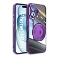 thumbnail image 1 of Compatible with iPhone 16 Case, [Military Grade Drop Tested][Camera Lens Protection][Built in Kickstand] Translucent Tempered Glass Slim Back Soft Edge Magnetic Cover,Darkpurple, 1 of 8