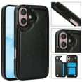 thumbnail image 1 of Compatible with iPhone 16 Case, with PU Leather Credit Card Holder Magnetic Back Stand Cell Accessories Flip Purse Slim Design Phone Cover for iPhone 16 Women Men, Black, 1 of 11