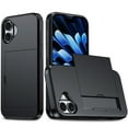 thumbnail image 1 of Compatible with iPhone 16 Case, Wallet Cover Credit Card Holder Slot Sliding Back Pocket Anti-Scratch Dual Layer Protective Case Cover for iPhone 16, Black, 1 of 9
