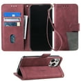 thumbnail image 1 of Compatible with iPhone 16 Case, Wallet Flip Cover with Card Holder and Wrist Strap PU Leather Kickstand Credit Card Classic Phone Case Cover for iPhone 16, Winered, 1 of 9