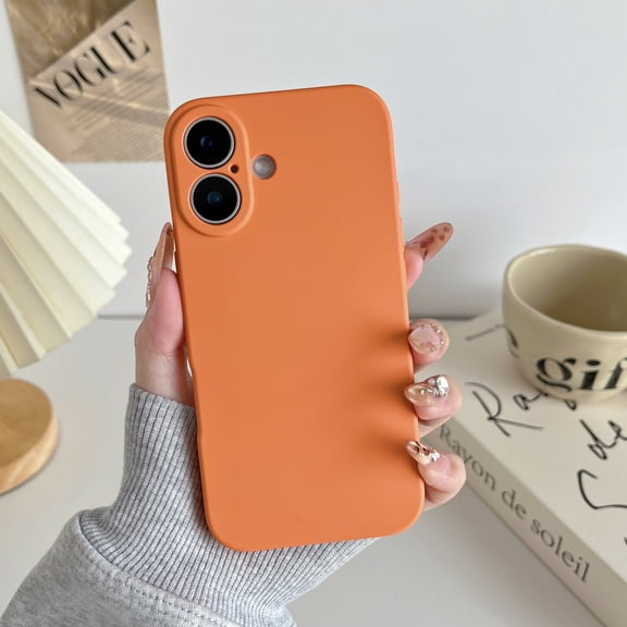 Compatible with iPhone 16 Case for Women Men, Liquid Silicone Slim Fit Anti-Scratch Drop Protection Anti-Fingerprint Bumper Rugged Phone Case Shell Cover for Apple iPhoen 16, Orange