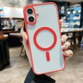 thumbnail image 1 of Compatible WIth iPhone 16 Clear Phone Case,Support Mag-Safe,Shockproof Ultra Slim Thin Fit Anti-fall Transparent Scratch-Resistant Rugged Phone Case Cover For iPhone 16,Red, 1 of 6